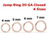 14k Rose Gold Filled Jump Ring 20 GA Closed, 4 Sizes, (RG-JR20-C)